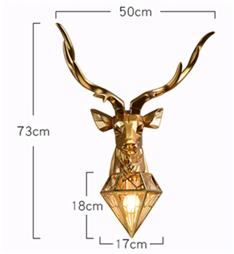 Dropshipping Retro Antler Wall Lamp Nordic Deer Head Resin Wall Lamp
