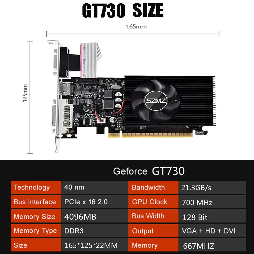 GT610/GT730 1/2/4GB Gaming Video Card Computer Graphics Card
