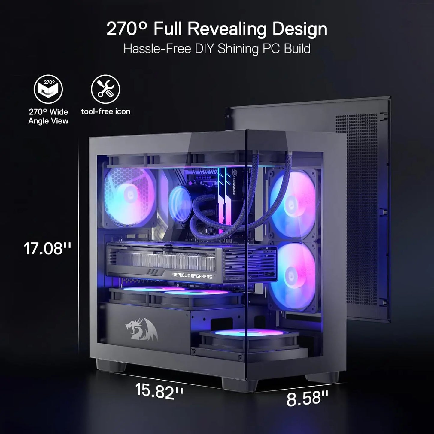 Redragon GC218M Gaming Back-Mounted PC Case,