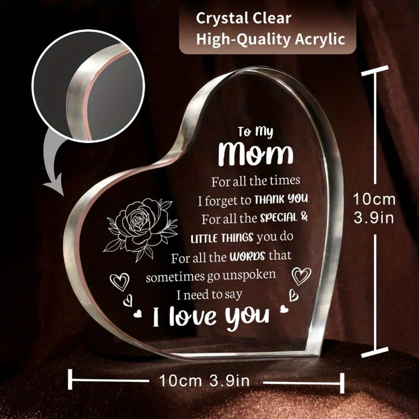1PCS Mother's Day Gift Sign Heart Shaped Plaque Personalized Gift