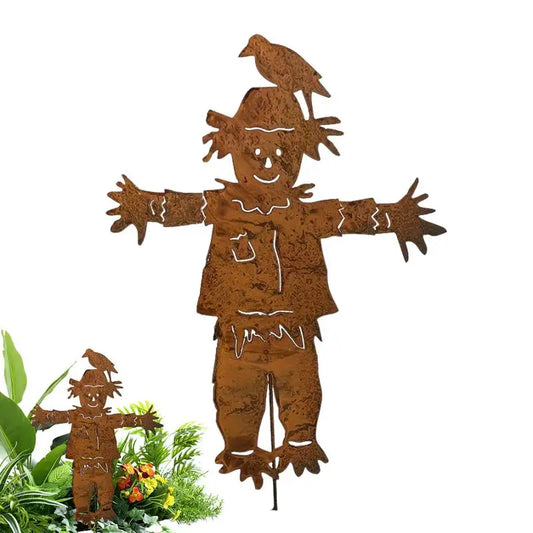 Scarecrow Rusty Garden Stake Retro Patio Lawn Scarecrow Sign
