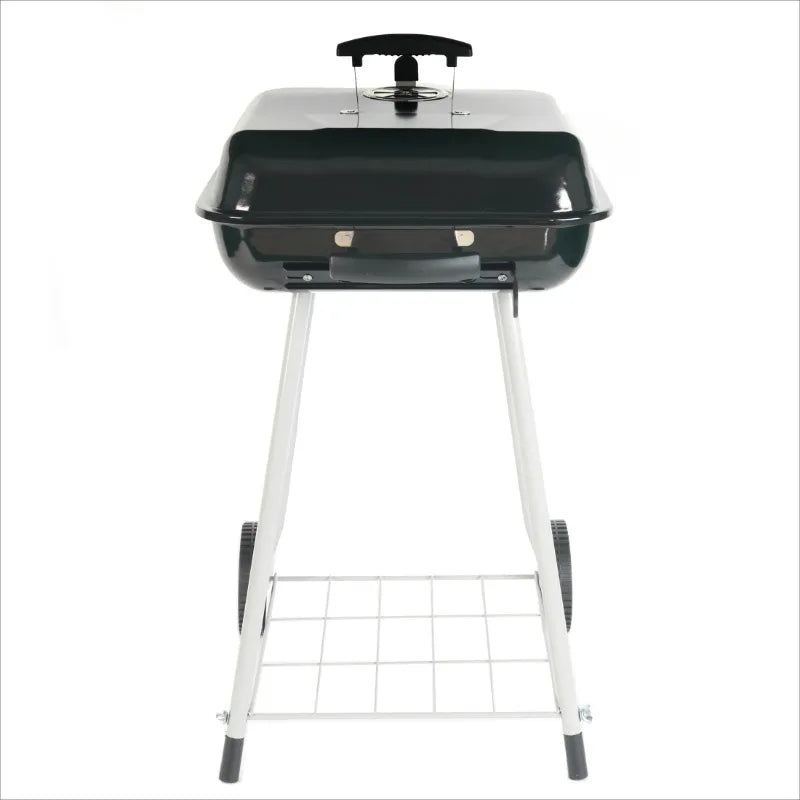 17.5" Square Steel Charcoal Grill on Wheels,