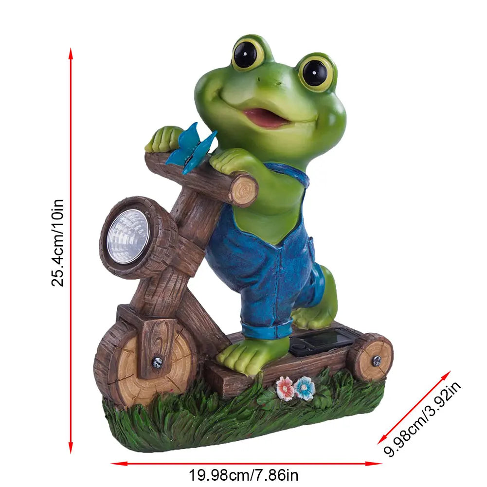 Resin Garden Frog Statue with Solar Light Frog