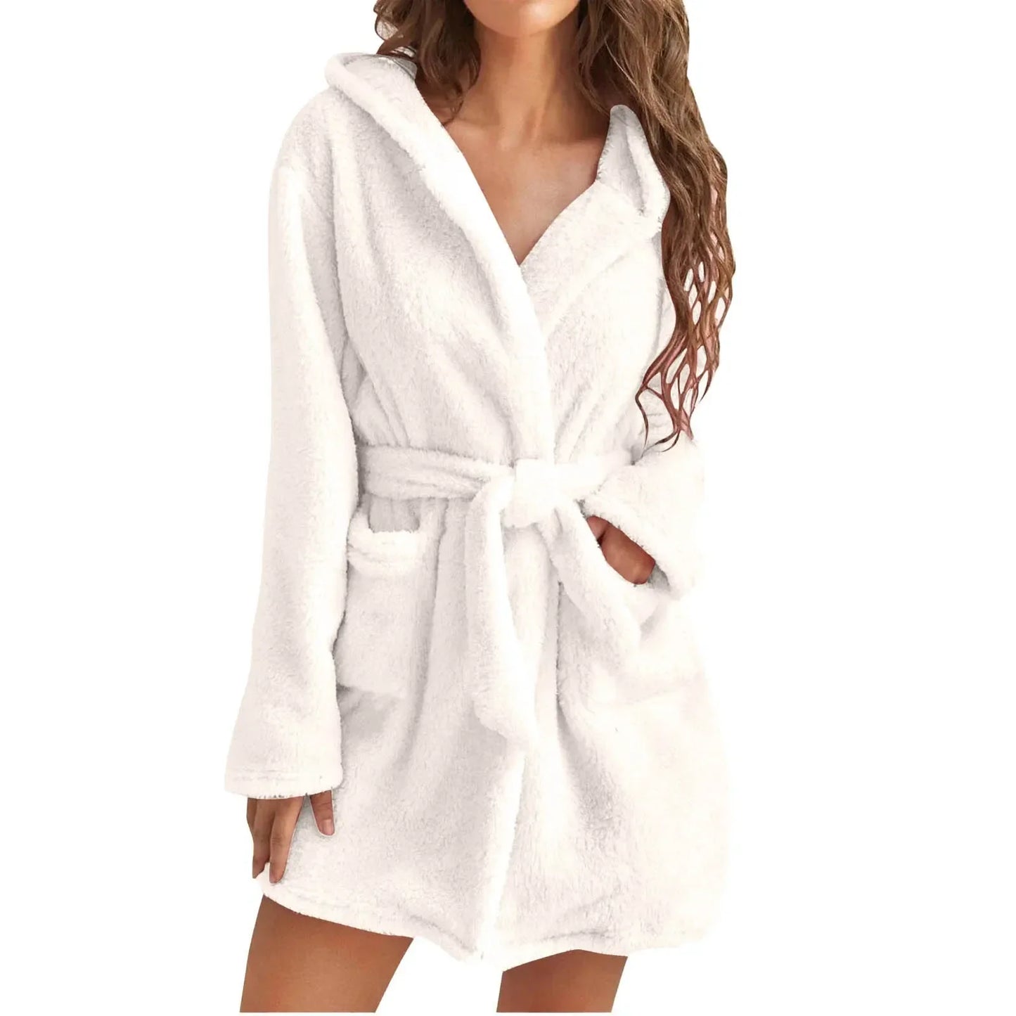 Women Bath Robe Winter Fluffy Plush Pyjamas