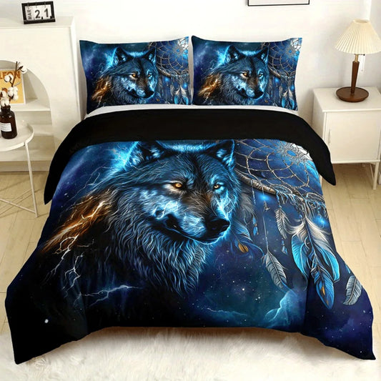 3pcs Bedding Set Forest Animal Dark Wolf 3D Print Soft Comfortable Duvet Cover