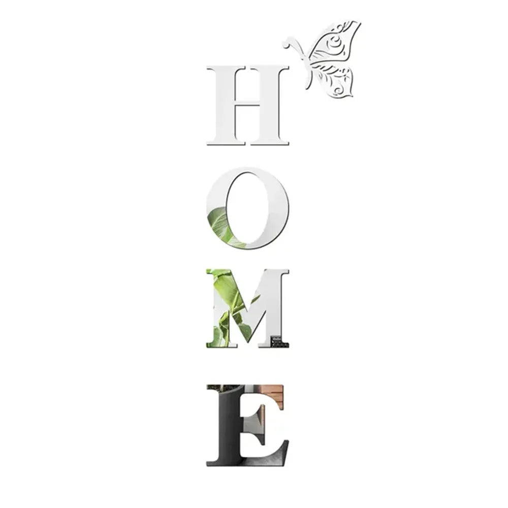 HOME Home Logo 3D Mirror Wall Sticker, Entrance Decoration.