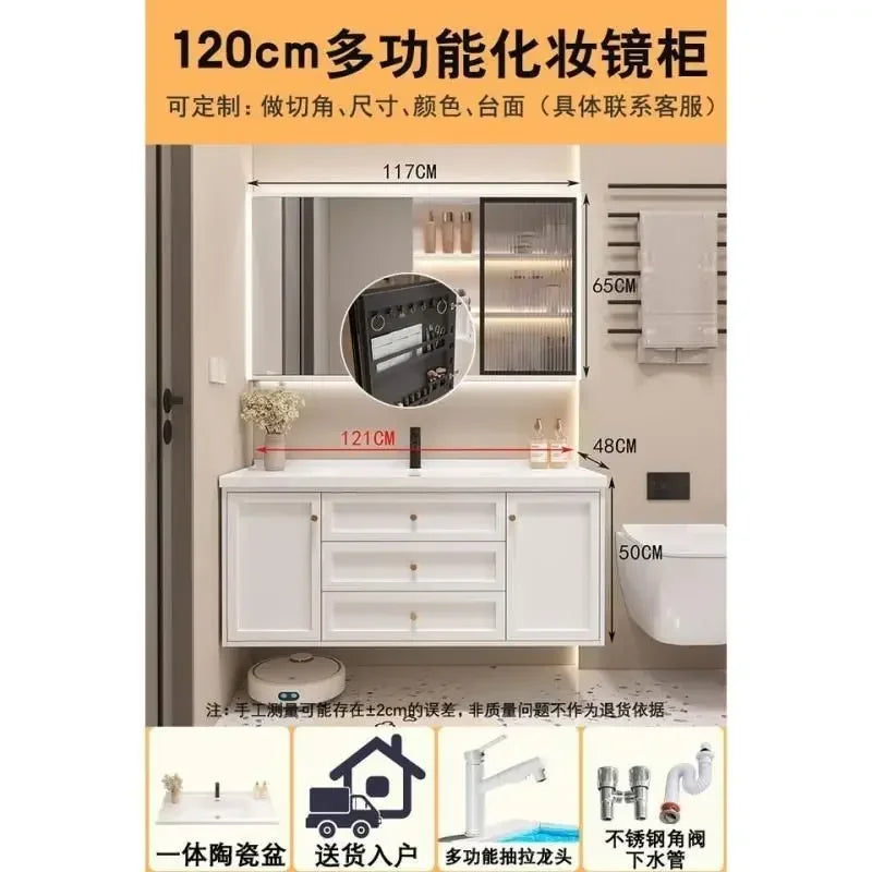 French Bathroom Cabinet With Ceramic Sink Combination Integrated Washbasin