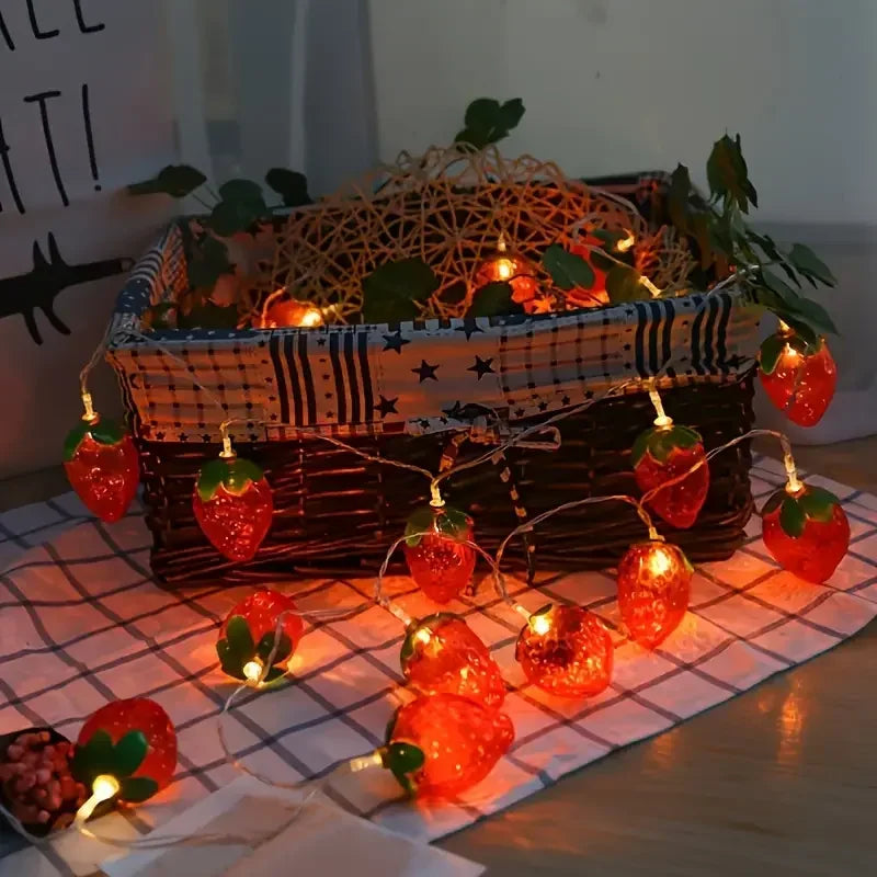 10/20/30/40 LED Strawberry Fairy Lights Battery Operated Fruit String Lights