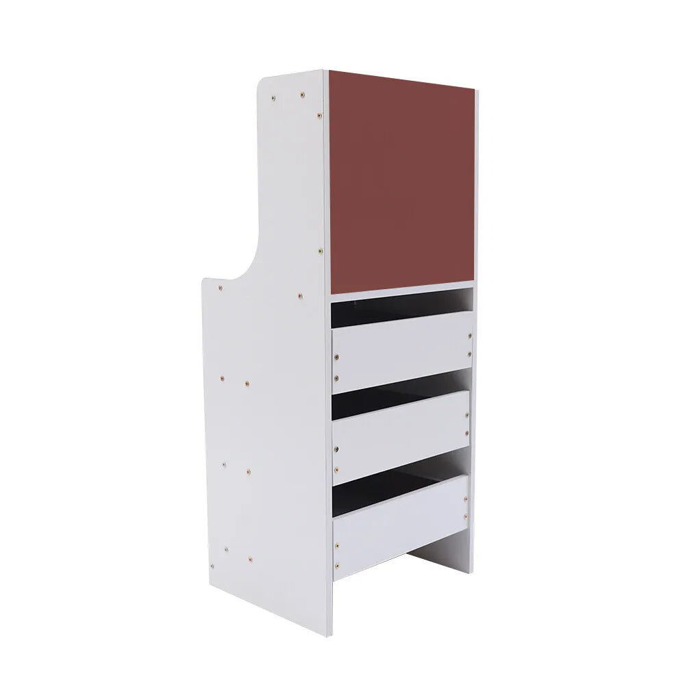 Vertical Bedside Cabinet, 3 Drawers, White, Minimalist, Sturdy, Space-Saving,
