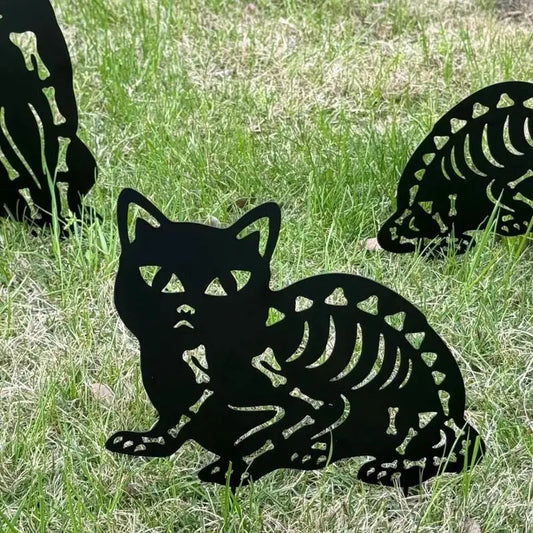 Cat Silhouette Garden Stake Set Of 4 Metal Animal Stakes