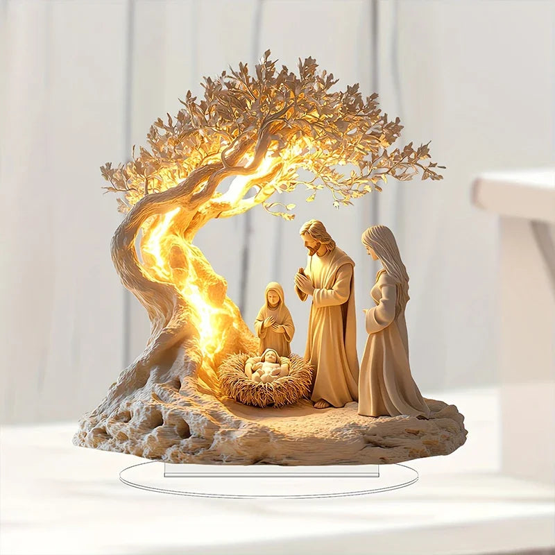 1Pc Easter 2D Nativity Scene Figurine Tabletop Decor Nativity Figurines Set