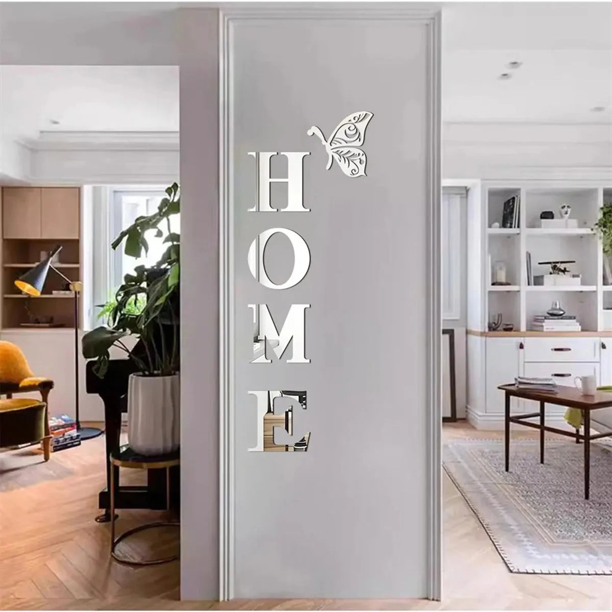 HOME Home Logo 3D Mirror Wall Sticker, Entrance Decoration.