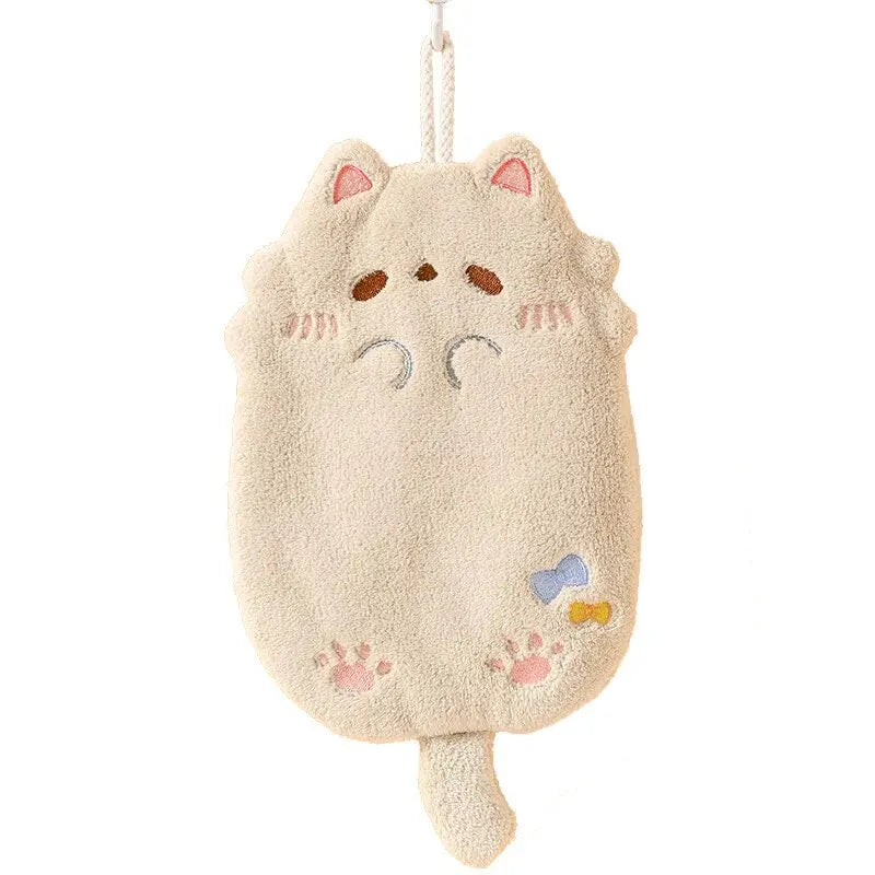 Cute Cartoon Tanuki Hanging Towel Coral Velvet Hair
