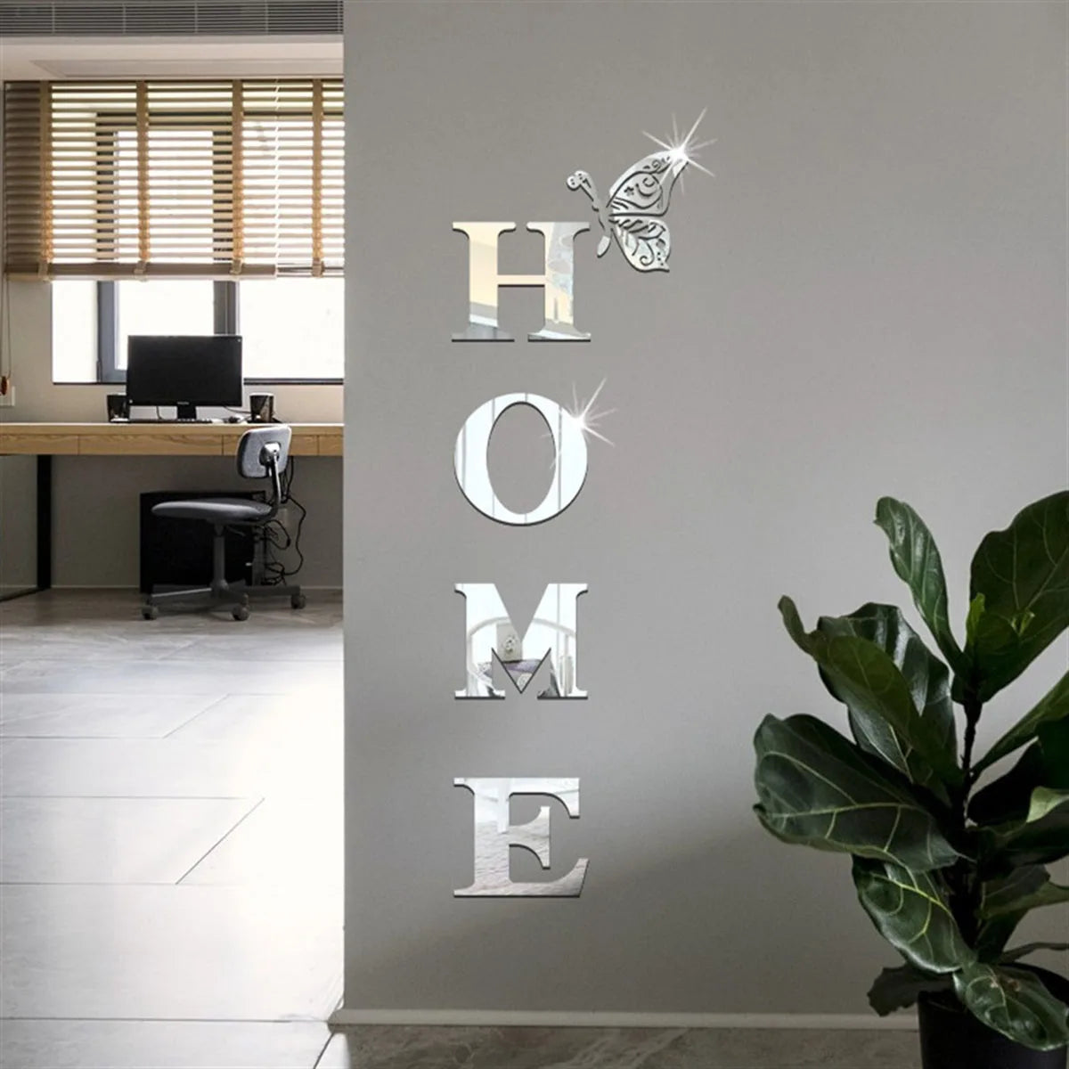 HOME Home Logo 3D Mirror Wall Sticker, Entrance Decoration.