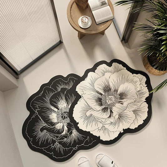Bathroom Floor Mat Water-absorbing Non-slip Dirt-resistant Carpet Flower